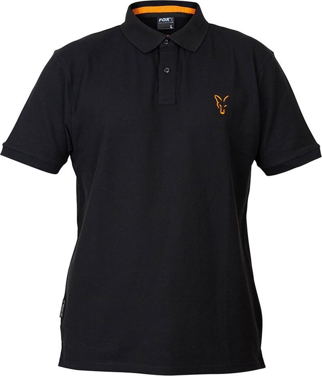 Fox Collection Black/Orange - Polo Shirt - Maat L - Zwart