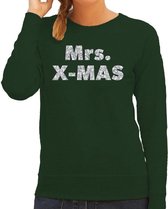 Foute Kersttrui / sweater - Mrs. x-mas - zilver / glitter - groen - dames - kerstkleding / kerst outfit XS (34)