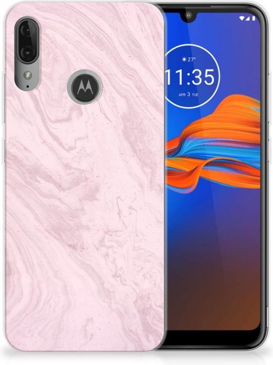 GSM Hoesje Motorola Moto E6 Plus TPU Siliconen Hoesje Marble Roze | bol.com