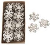 Kerstdecoraties - Houten Sneeuwvlok 5x5cm 20 Stuks In Doos Natural