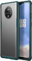 OnePlus 7T Slim Fit Hybride Hoesje Transparant/Midnight Green