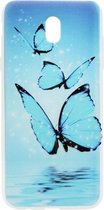 ADEL Siliconen Back Cover Softcase Hoesje Geschikt voor Samsung Galaxy J5 (2017) - Vlinder Blauw