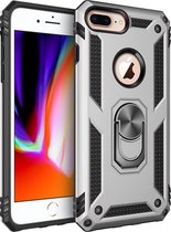 Xssive Anti Shock Back Cover met Magnetische Ringhouder voor Apple iPhone 6 Plus - iPhone 7 Plus - iPhone 8 Plus - Zilver