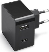 Azuri 30W snellader met 1x USB-C en 1x USB-A - Zwart
