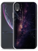 Geschikt voor Apple iPhone Xr Hoesje Black Space Marble - Designed by Cazy