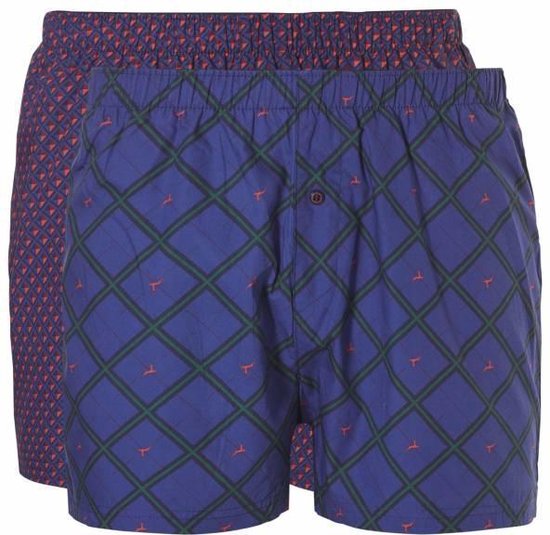 Ten Cate Heren Woven wijde Boxers 2-Pack - S - Blauw | bol.com
