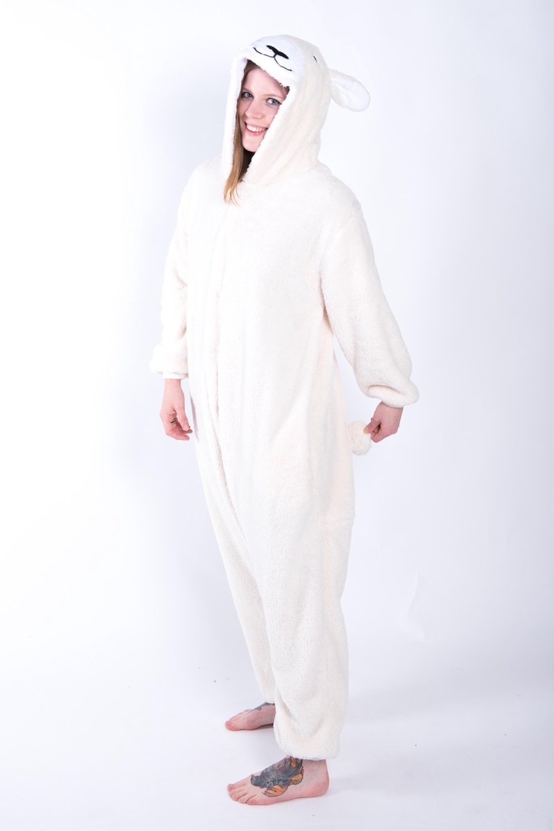 Afbeelding van product KIMU Onesie schaap pak kind lammetje - maat 110-116 - schapenpak jumpsuit pyjama