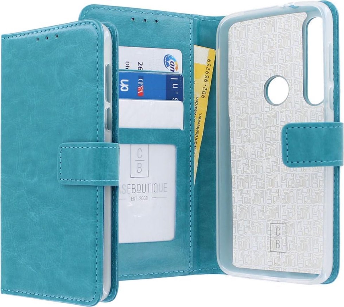 Motorola Moto G8 Plus Bookcase hoesje - CaseBoutique - Effen Turquoise - Kunstleer