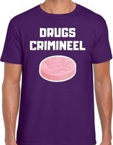 Drugs crimineel verkleed t-shirt paars voor heren S