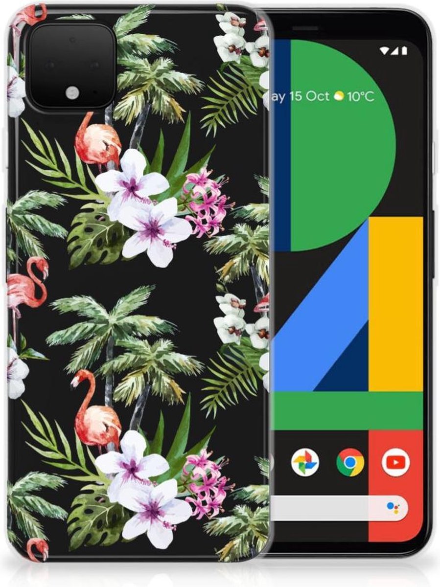 Google Pixel 4 XL TPU Hoesje Flamingo Palms