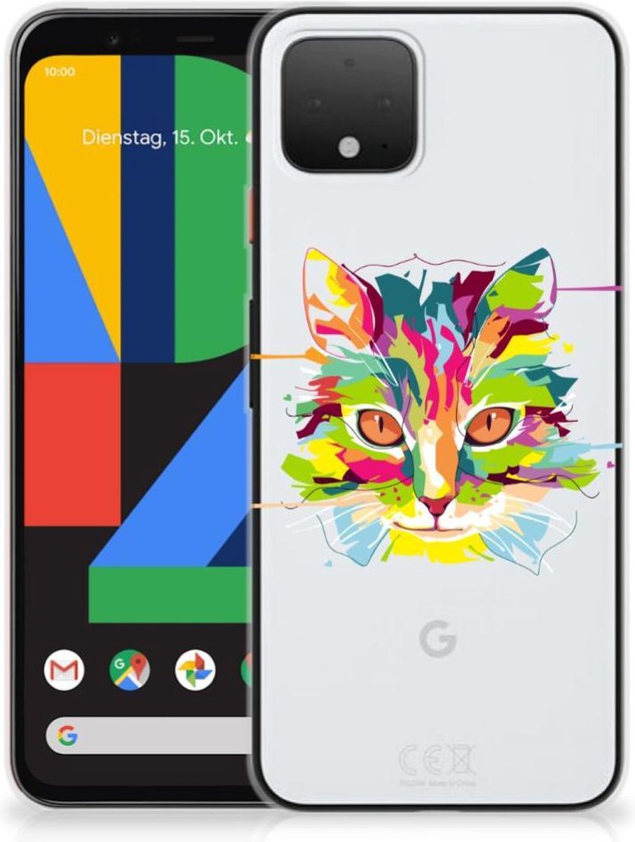 Google Pixel 4 Telefoonhoesje met Naam Cat Color