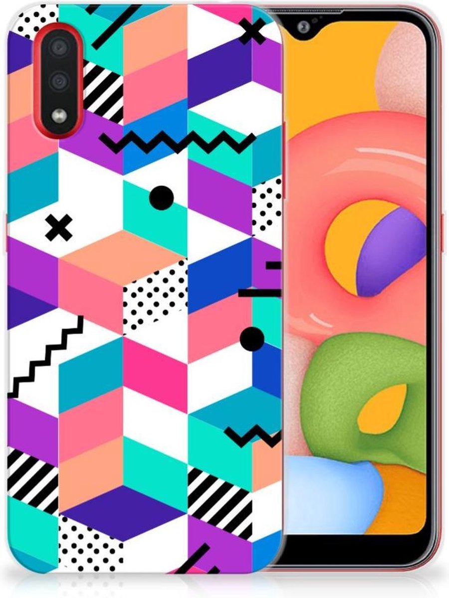 Samsung Galaxy A01 TPU Hoesje Blokken Kleurrijk
