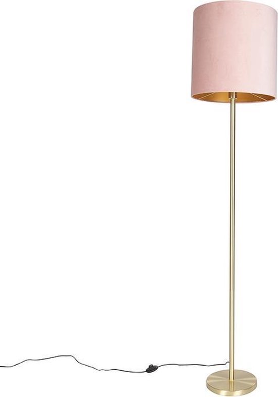 kanker Bevestigen aan overloop QAZQA simplo - Moderne Vloerlamp | Staande Lamp met kap - 1 lichts - H 1840  mm - Roze... | bol.com