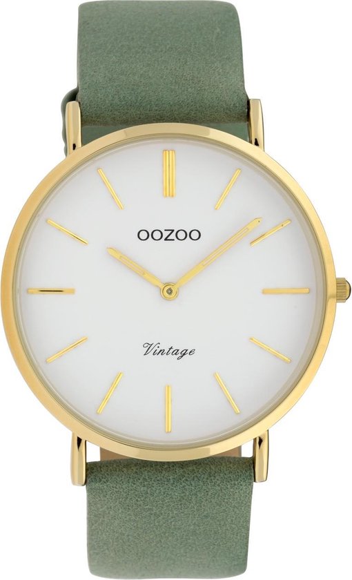 OOZOO Vintage Groen/Wit horloge (40 mm) - Groen | Bestel nu!
