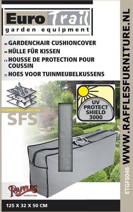 Eurotrail Draagtas voor tuinmeubelkussen SFS - 125*32*50cm - Grijs