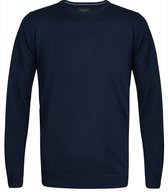 Profuomo Originale slim fit trui wol - heren pullover O-hals - navy blauw -  Maat: M