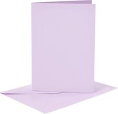 Kaarten en enveloppen, afmeting kaart 10,5x15 cm, afmeting envelop 11,5x16,5 cm, lichtpaars, 6sets