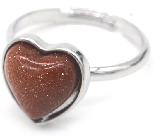 Ring - Coeur avec pierres précieuses - Grès - Dielay argentée - Dielay