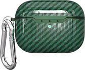 Mobigear Carbon Fiber Siliconen Hoesje Geschikt voor Apple AirPods Pro - Groen