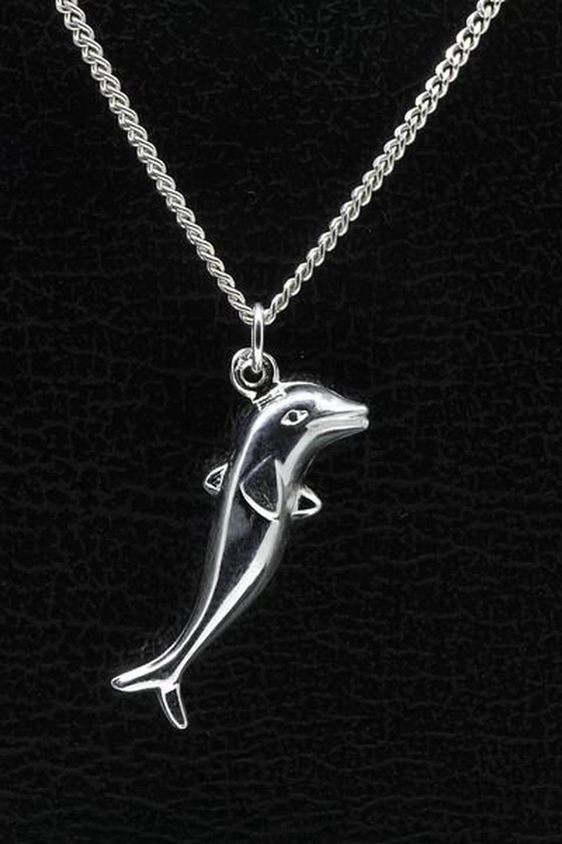 Zilveren Dolfijn ketting hanger - groot