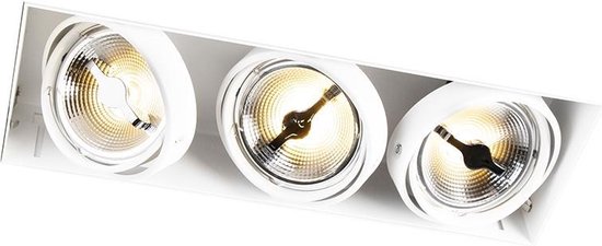 QAZQA oneon trimless 111 - Design Grote inbouwspot - 3 lichts - L 449 mm - Wit - Industrieel - Woonkamer | Slaapkamer | Keuken