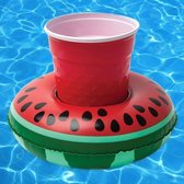 Opblaasbare watermeloenvormige drijvende bekerhouder, opgeblazen formaat: ongeveer 19 x 19 cm