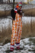 Tuinbroek met oranje Hollandprint voor volwassenen