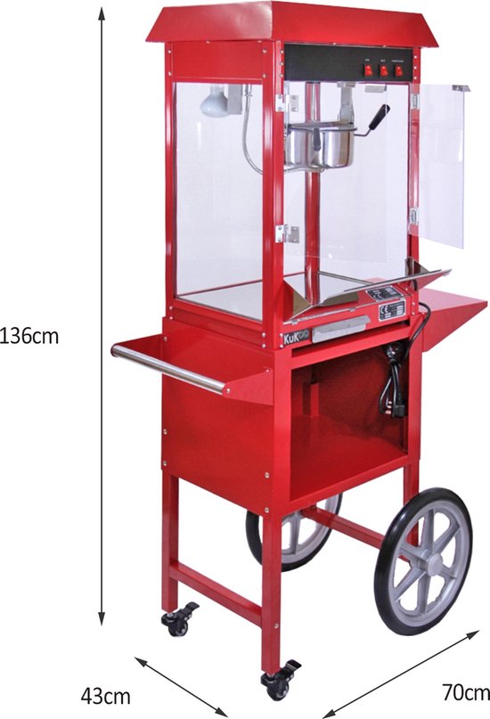 KuKoo Popcornmachine & Suikerspinmachine - professioneel - Retro Popper - Suikerspin - Popcorn machine