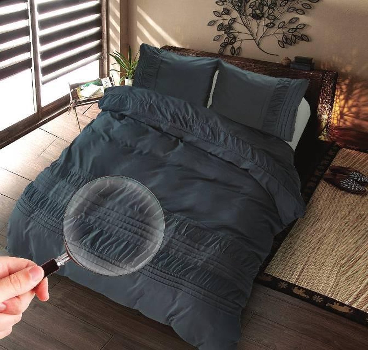 Zydante Dekbedovertrek - Hotel Home Collection - – Microlinnen – Luxe Hotel Look – Ademend en Vochtregulerend – Comfortabel Beddengoed - Plymouth - Antraciet / 200x200