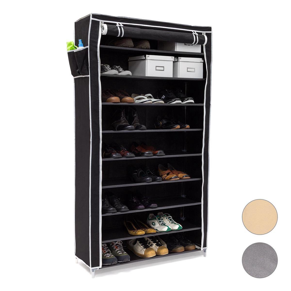 Relaxdays schoenenkast, opvouwbaar, met 9 etages, voor 36 paar schoenen