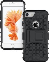 GadgetBay Zwarte hybride standaard case iPhone 7 8 hoesje cover shockproof