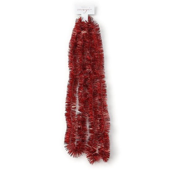 Guirlande De Noël En Lametta Rouge - Lot De 10 X 2 Mètres - Pour Escalier, Cheminée, Décoration Intérieure Et Extérieure - Réutilisable Et Très Brillante - 12