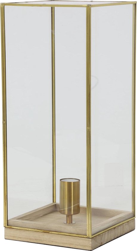 Light & Living Lampe de table ASKJER 20x20x45 cm - bois naturel + bronze + verre