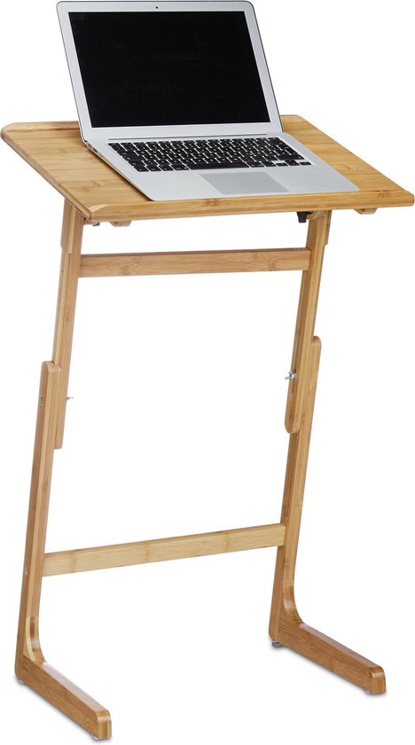 relaxdays - laptoptafel bamboe hoogte verstelbaar - 19 inch - kantelbaar - hout