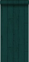 Papier peint Origin planches de bois patiné vert émeraude - 347536