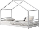 Kinderbed met bedbodem grenen huisbed 90x200 cm wit