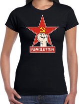 T-shirt Revolution met hamer en sikkel voor dames - zwart - communistische shirtjes / outfit S