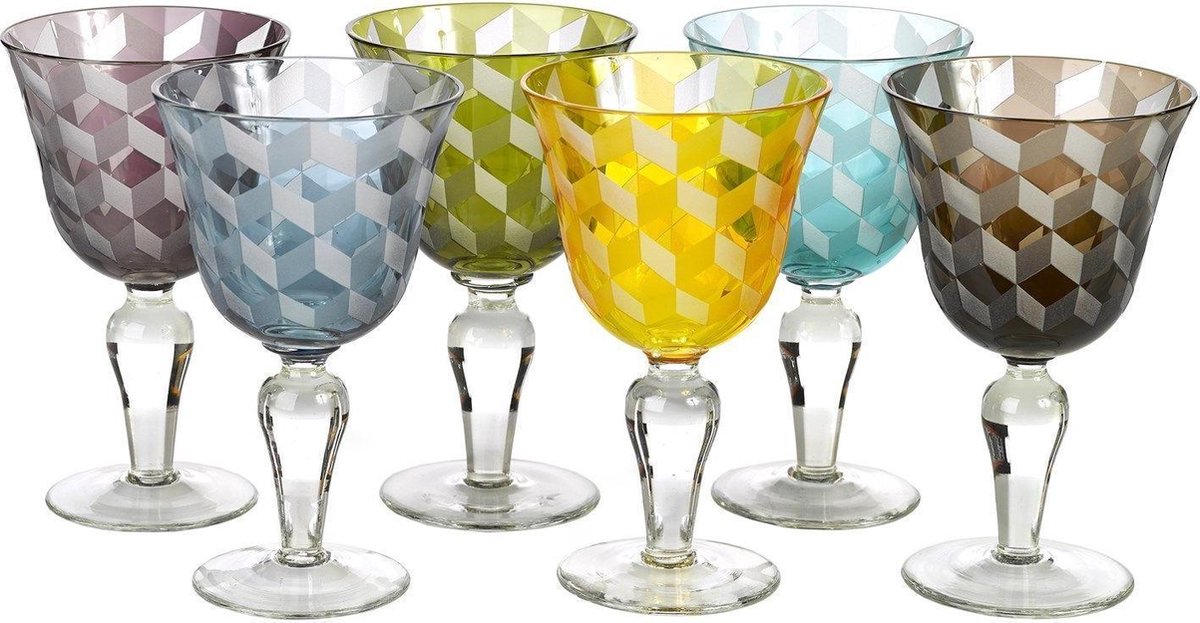 Pols Potten Blocks - Wijnglazen - Set 6 stuks