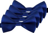 4x Blauwe verkleed vlinderstrikjes 12 cm voor dames/heren - Blauw thema verkleedaccessoires/feestartikelen - Vlinderstrikken/vlinderdassen met elastieken sluiting
