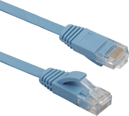 Supersnelle Platte Kabel Cat 6 RJ45 Platte Netwerkkabel - LAN Ethernet Kabel - Wifi Netwerk Verlengkabel - Verlengsnoer - 5 Meter Lang - 1000 Mbps - Blauw - AA Commerce
