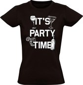 It's party time dames t-shirt zwart | feest | funny | cadeau | maat S