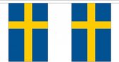 2x Buiten vlaggenlijn Zweden 3 meter - Zweedse vlag - Supporter feestartikelen - Landen decoratie en versieringen