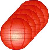 5x Luxe bol lampionnen rood 25 cm - Feestversiering/decoratie