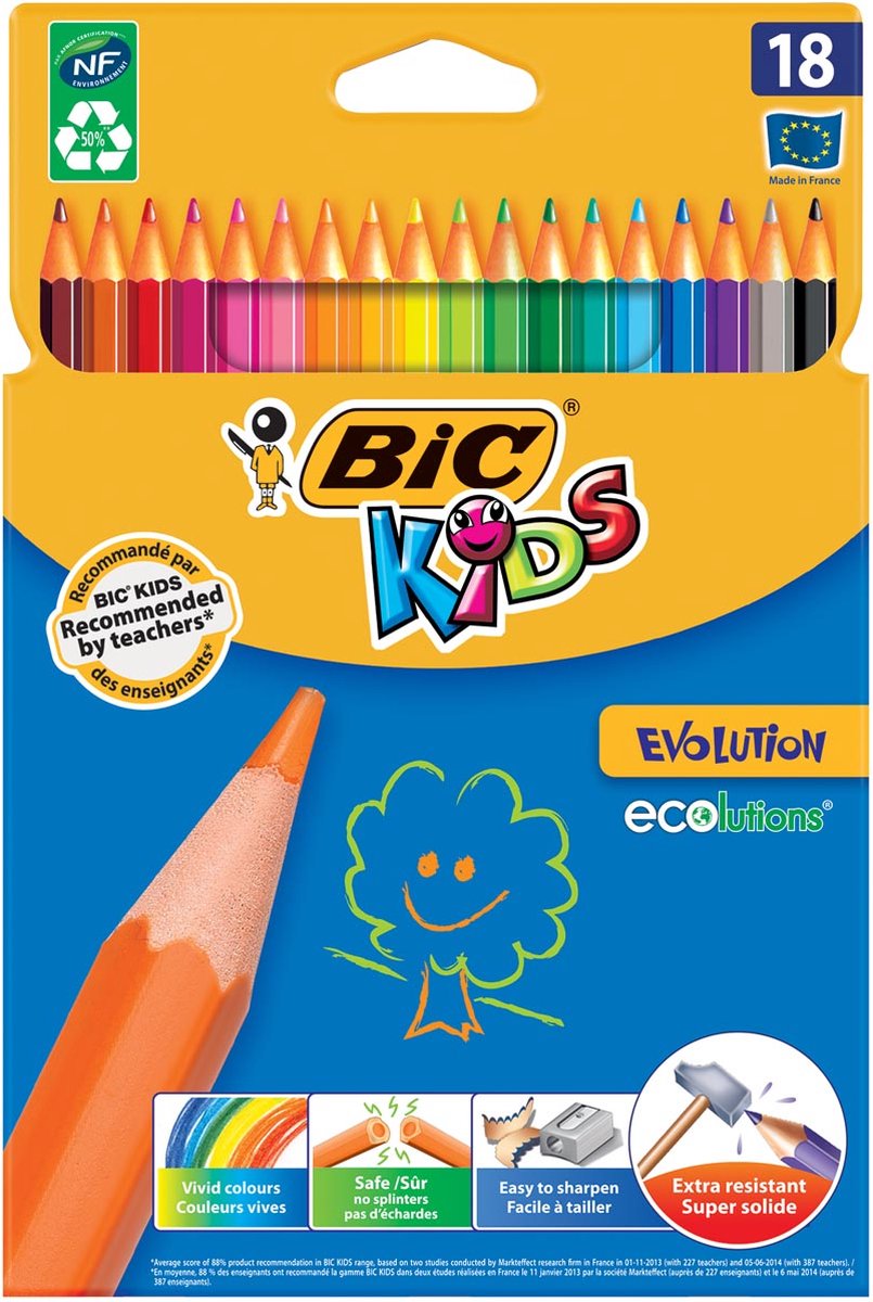 Paquet De 18 BIC BIC Enfants Tropicolors 2 Crayons de Couleur Assorti 