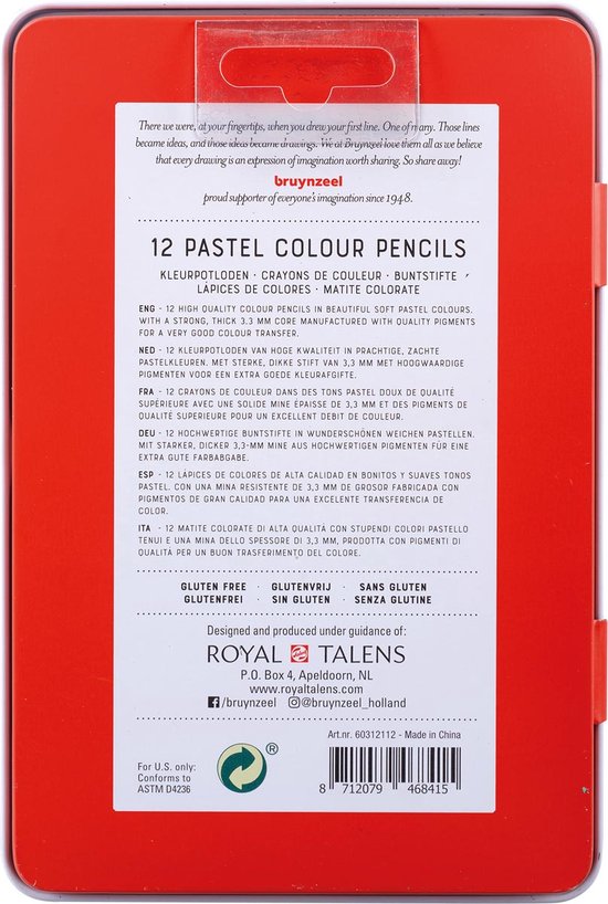 Bruynzeel Expression, boîte métallique avec 12 crayons de couleur