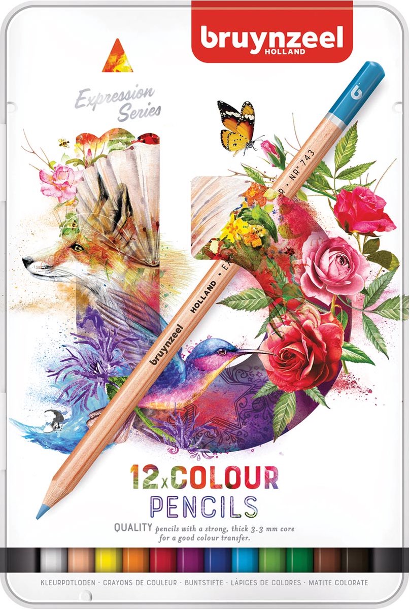 Kleurpotloden Bruynzeel Expression colour blik à 12 stuks assorti – 6 stuks