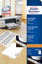 Cartes étagères Avery 105x38mm 170gr blanc 25 feuilles 14 cartes par feuille