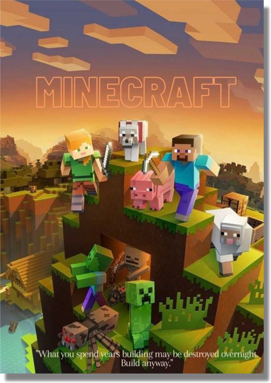 Minecraft poster - Gaming Print - league of legends - Gamer - Minecraft Print - Man Cave - cadeau - ps5  - 60x42