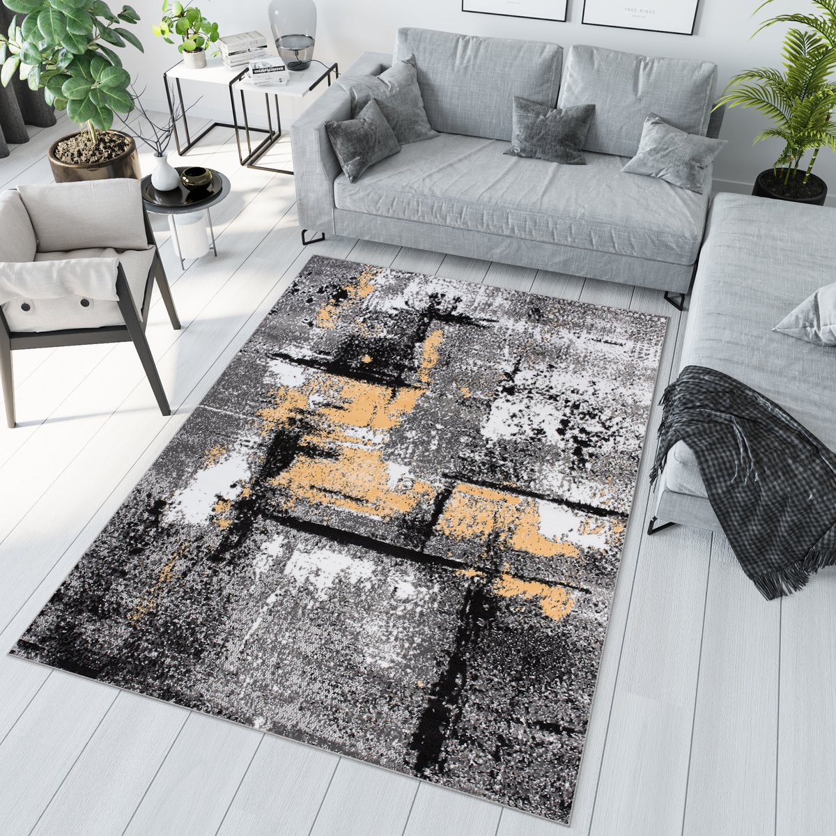 Tapiso Maya Vloerkleed Woonkamer Modern Grijs Tapijt Maat- 180x250