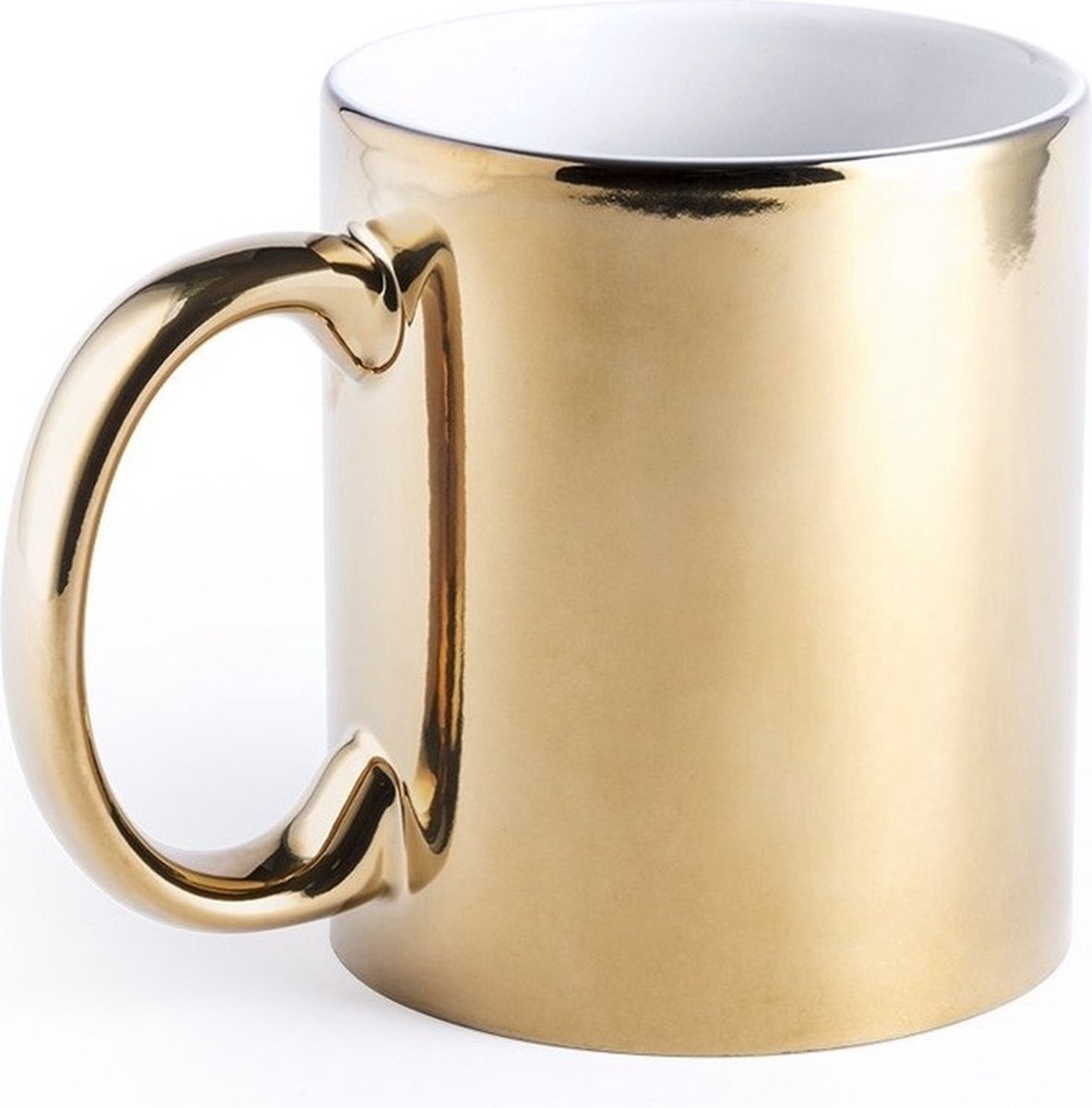 Bellatio Design mok - metallic goud - keramiek - 350 ml - koffiebeker theemok